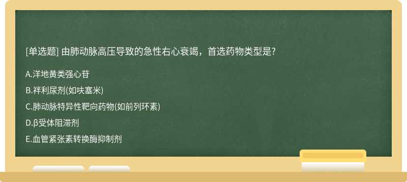 由肺动脉高压导致的急性右心衰竭，首选药物类型是?