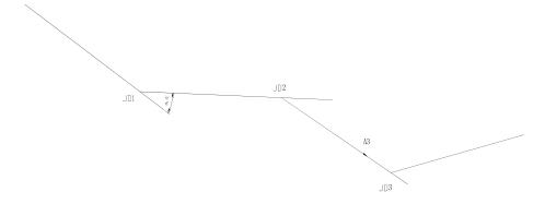 某平原区二级路，如下图所示，已知交点坐标JD1(40230.206，92908.941)、JD2(4
