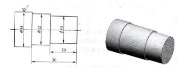 编写使用刀具补偿加工如下图所示工件的精加工程序，毛坯直接为50mm。