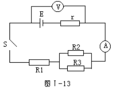 图I-13所示电路中，当开关S闭合时，电压表V的读数是2.9V，电流表A的读数是0.5A；当开关S断
