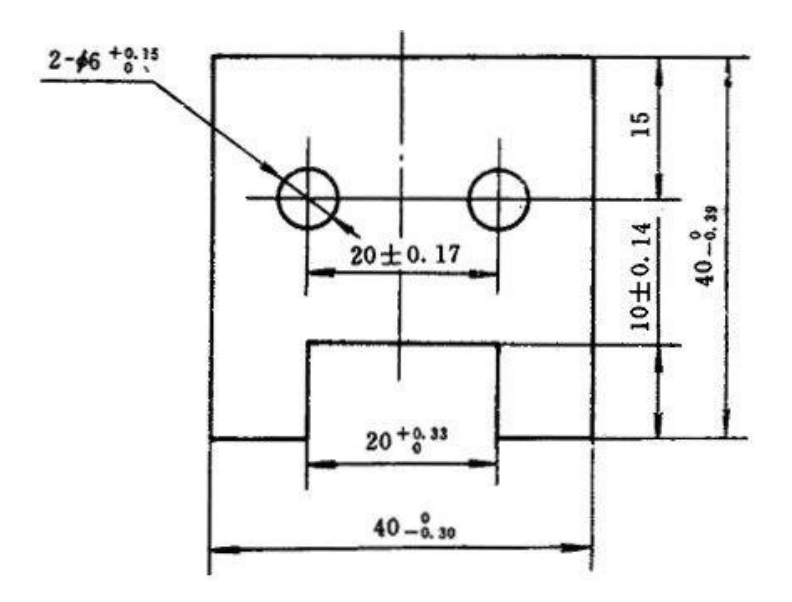 求下图所示零件采用落料冲孔复合模时的压力中心，并决定凸凹模刃口尺寸和制造公差。