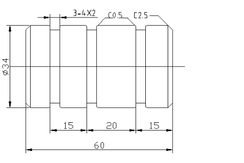 要求用调用子程序的方法对图示槽进行精确加工工艺设计及编程。1.刀具选择及毛坯选择并说明理由?2.拟定