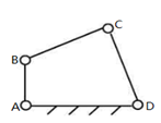 图示为一铰链四杆机构，已知各杆长度：LAB=10cm，LBC=25cm，LCD=20cm，LAD=3