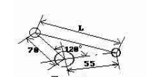 有一个工件上有三个孔，已知各孔的位置尺寸如下图，为检验上的需要，试计算两个孔的中心距L。