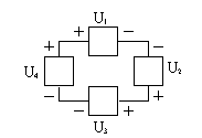 如图所示回路中，电压U1=-5V，U2=2V，U3=-3V，则U4=()。
