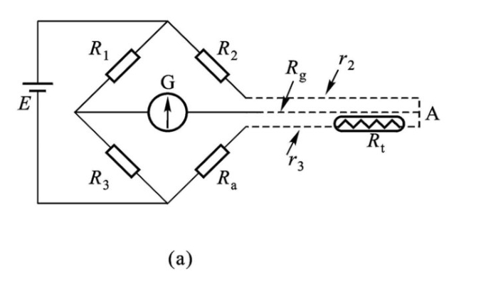 分析下圖所示熱電阻測量溫度電路的工作原理,以及三線制測量電路的
