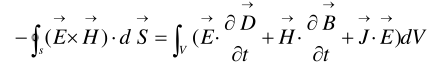 一般媒质的坡印廷定理可表示为，它是表示时变电磁场中的定理。坡印廷矢量=（），它的含义是（）。平均坡印