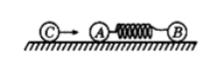如图所示，在光滑水平面上，质量为m的小球A和质量为m的小球B通过轻弹簧连接并处于静止状态，弹簧处于原