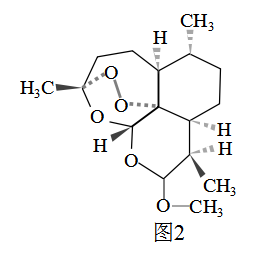 发现了一种药效高于青蒿素的衍生物蒿甲醚,结构如图2