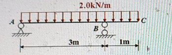 如图所示为外伸梁，承受均布荷载2.0kN/m作用，矩形截面尺寸为b*h=80mm*120mm。试画出