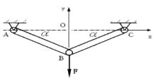 如图所示吊杆中A、B、C均为铰链连接，已知主动力F=40kN，AB=BC=2m，?=30?求两吊杆的