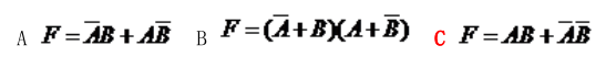 电路输出信号F与输入信号A、B之间的逻辑关系为（）。