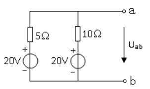 题图所示电路中，电压Uab的数值是（）。