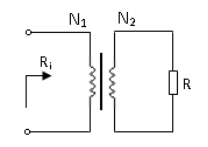 题图所示变压器，已知初级绕组N1=300匝，R=8Ω，从原方看入的电阻Ri是72Ω，则变压器次级绕组