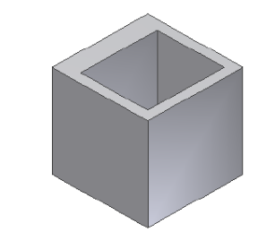 创建一个10×10×10mm的正方体，并添加抽壳特征，抽壳厚度为1mm，其中一个面特殊厚度为2mm，