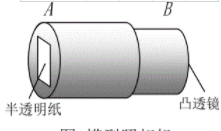 如图1，纸筒A的一端蒙了一层半透明纸，纸筒B的一端嵌了一个凸透镜，两纸筒套在一起组成了一个模型照相机
