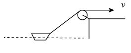 如图所示，用跨过定滑轮的绳把湖中小船向右拉到靠近岸的过程中，如果水平拉绳子的速度v保持不变，则小船的
