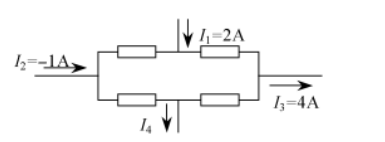 如图，某局部电路，I4=()。