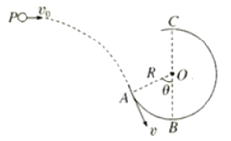 如图所示，一个质量为0.6kg的小球以某一初速度从P点水平抛出，恰好从光滑圆弧ABC的A点的切线方向