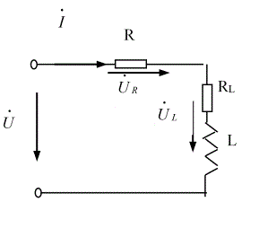 如图所示R-L串联电路，R=280Ω，RL=20Ω,L=1.65H，电源电压U=220V，电源频率为