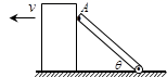 如图所示，在水平地面上有一物块向左以速度v匀速运动，一个有固定铰链的直杆靠在物块的右侧面，杆上一点A
