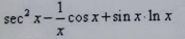 设y=tanx-lnx·cosx，则y'=（）。