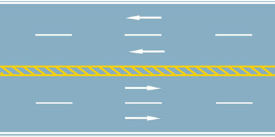 路中心的黄色斜线填充是何含义？（）