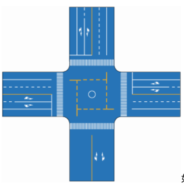 如图所示，路口中心黄色网状线用于告示驾驶人禁止在该区域内临时停车，防止交通阻塞。如图所示，路口中心黄