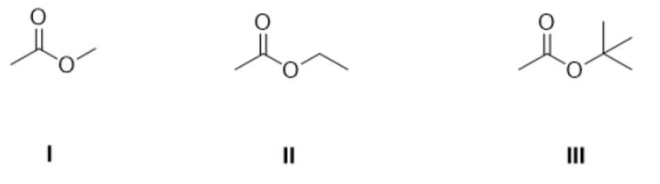 在酸性条件下，将下列化合物按与丙醇进行酯交换的活性大小排列成序。