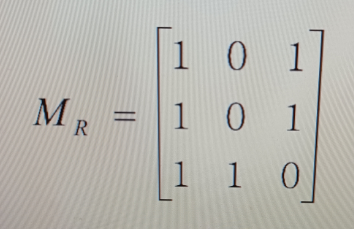 已知集合A={a，b，d}上的关系R的关系矩阵，则关系R为（）。