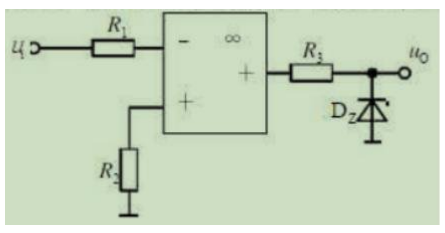 电路如图所示，运算放大器的饱和电压为12V，稳压管的稳定电压为6V，设正向压降为零，当输入电压ui=