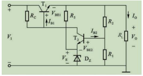 如图为串联反馈式稳压电源结构图，图中调整管T1的调整作用是依靠来实现的()。
