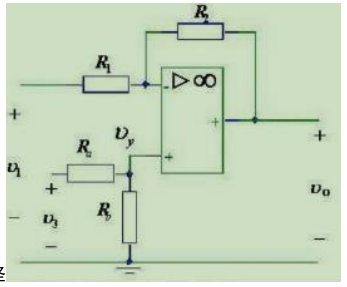 下图中若想得到一个应用于实际的电路，实现vo=2v3-vl，电阻参数应如何选择()。