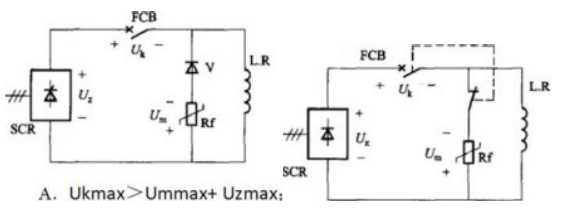 根据DL/T294.1-2011《发电机灭磁及转子过电压保护装置技术条件》，当采用下图所示的电路时，