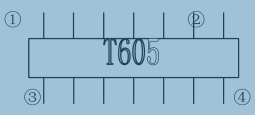 集成电路T065的引脚排列如图所示，第一引脚是在()处。