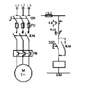 如图：1）试述电动机M的起动——运行——停止过程。2）试述热继电器FR的过载保护过程。