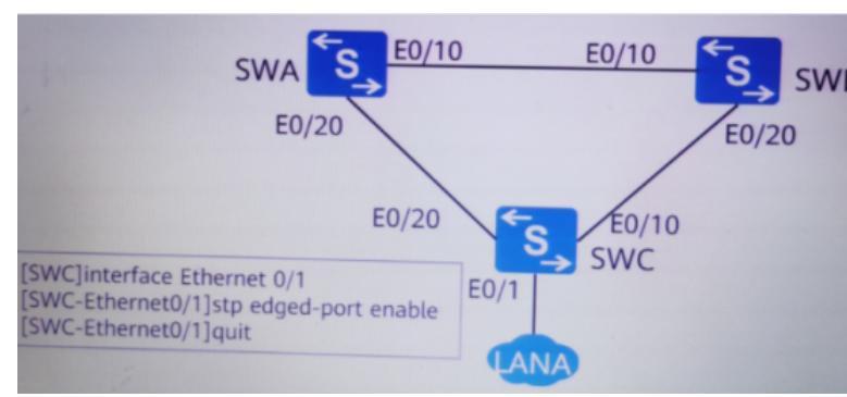 如图所示的RSTP网络中,根据图中对SWC的配置,可判断SWC的E0/1端口的类型是（）。