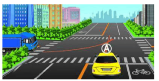 如图所示，驾驶机动车在路口前遇到这种情况时，A车具有优先通行权。()