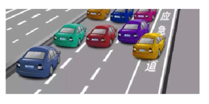 图中黄色机动车驾驶人违法占用高速公路应急车道行驶，会被记3分。()