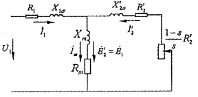 三相异步电动机的T型等效电路如图所示，m1表示电机的相数，则电机的铁心损耗可表示为()。
