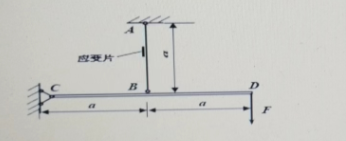 如图示结构,水平杆CBD可视为刚性杆，在D点加垂直向下的力F;AB杆为钢杆，其直径d=30mm,a=