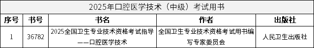 2025年口腔医学技术（中级）考试用书