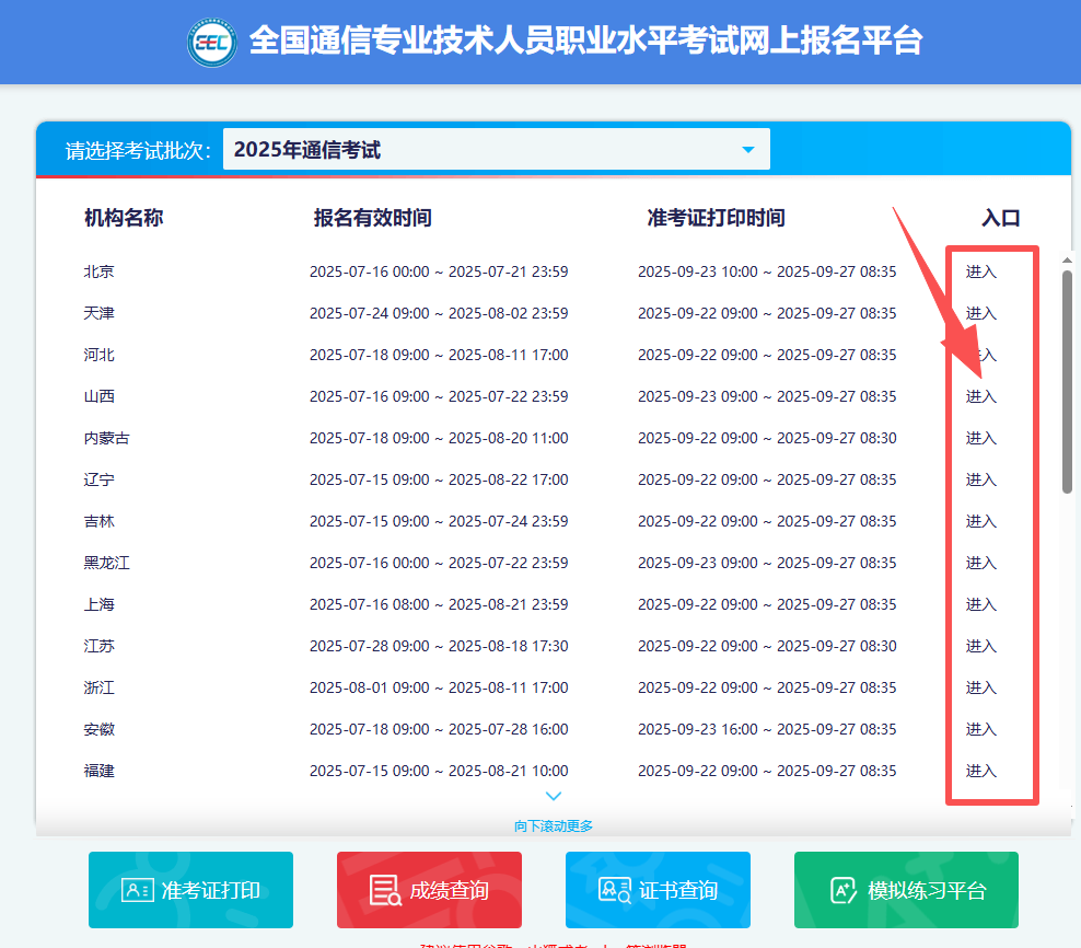 全国通信专业技术人员职业水平考试网上报名平台