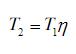 蜗杆传动中，η为传动效率，则蜗杆轴上所受力矩T1与蜗轮轴上所受力矩T2之间的关系为()。