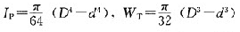 内、外直径分别是d和D的空心圆轴，其截面的极惯性矩Ip和抗扭截面模量Wn为()。
