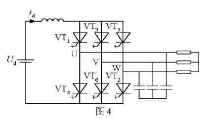 图4为三相电压型桥式逆变电路，采用180°导电方式工作时，若要求相序反向为U、W、V，则IGBT导通