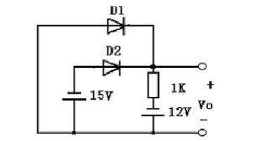 二极管组成的电路如图所示，输出电压Vo的值为（)。二极管组成的电路如图所示，输出电压Vo的值为()。