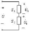 当图示正弦交流电路中各电压有效值U、U1和U2的关系为U=时，Z1与Z2的关系为（)。当图示正弦交流