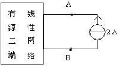 在图示电路中，A、B间电压为12V，当将电流源移走后，测得有源二端线性网络的开路电压UAB=8V，则
