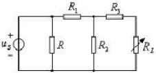 图示电路中，us=10V，R=10Ω，R1=8Ω，R2=2Ω，R3=1.4Ω，负载R1获得最大功率时
